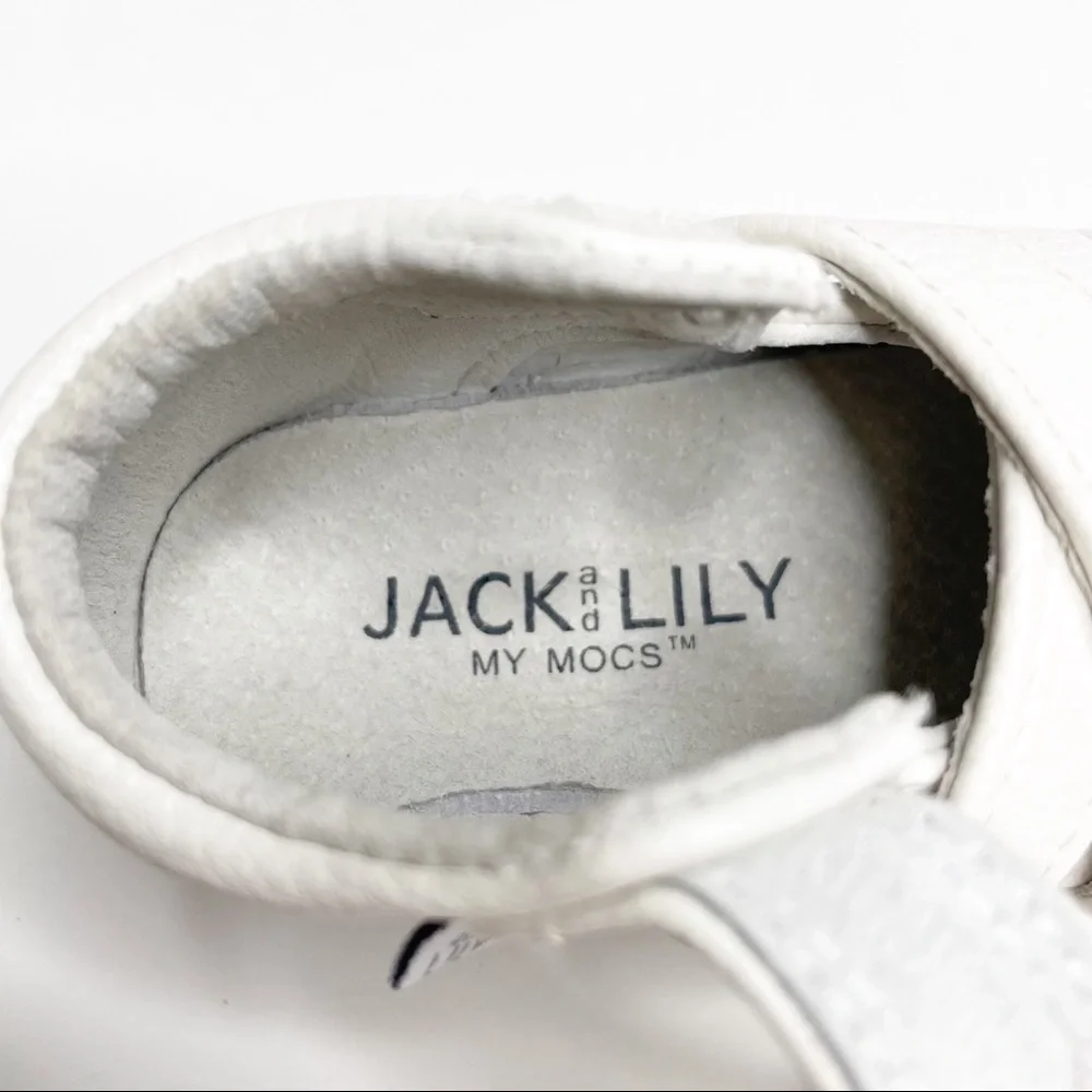 Jack and Lily My Mocs White Leather Strappy Mary Jane Moccasins